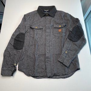 Roark Revival Long Sleeve 100% Cotton Shirt Grey Black Striped Button Small S